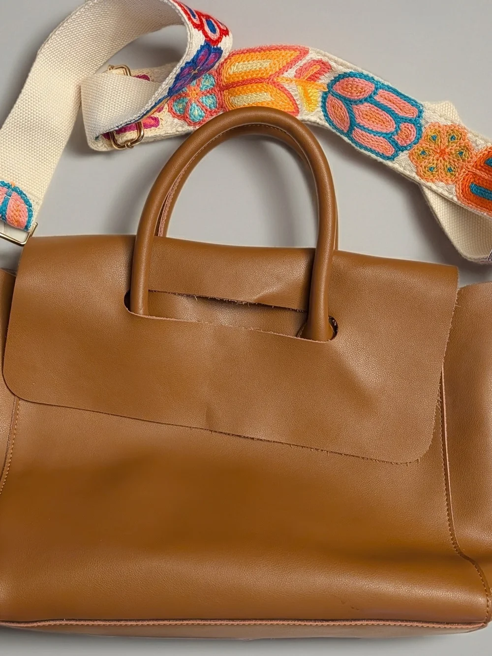 NWOT Artisanal Full Grain Leather Minimalist Handbag + Detachable Retro Strap